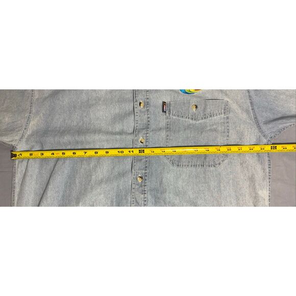 Chase Authentics Mens XL Button Down Denim Shirt Jeff Gordon Short Sleeve Blue - Picture 9 of 9